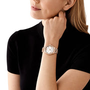 Michael Kors Sage (38mm) MK4806 Mother-of-Pearl Dial / Rose Gold-Tone Stainless Steel Bracelet Women's Watch