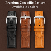 24mm Dark Brown Maikes Croc Style Genuine Leather  Replacement watch strap