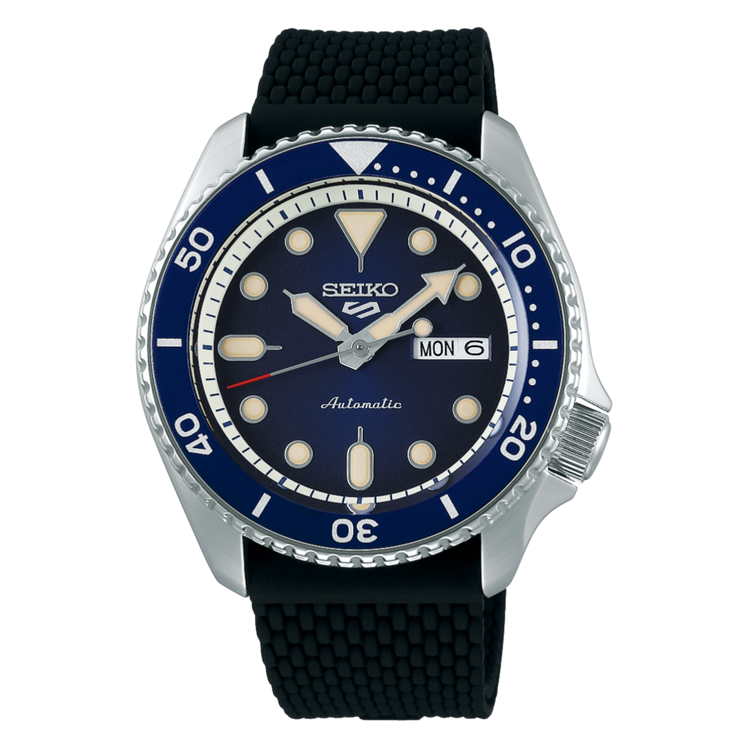 Seiko 5 Sports SRPD71K2 Suits Automatic Blue Dial Black Rubber Men's Watch