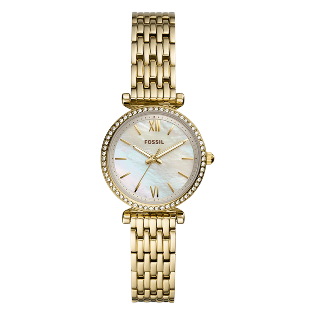 Fossil Carlie Mini Mother-of-Pearl Dial Gold Stainless Steel Bracelet  ES4735 Women's Watch
