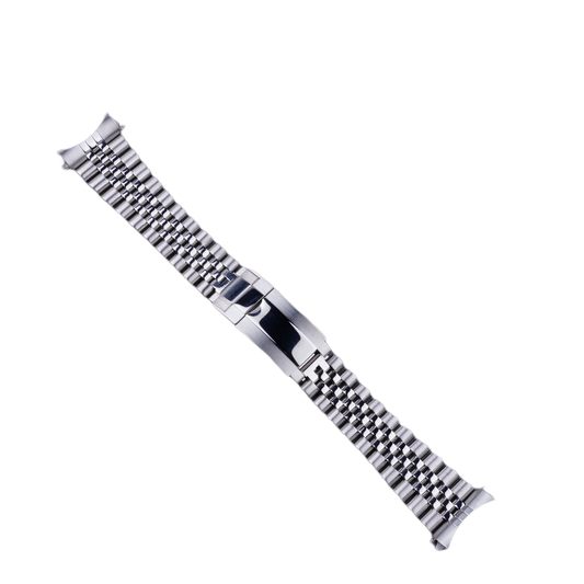 22mm Silver Jubilee Solid Screw link Hollow CurvedEnd Watch Band Bracelets With Oyster Deployment Clasp For Orient Kamasu