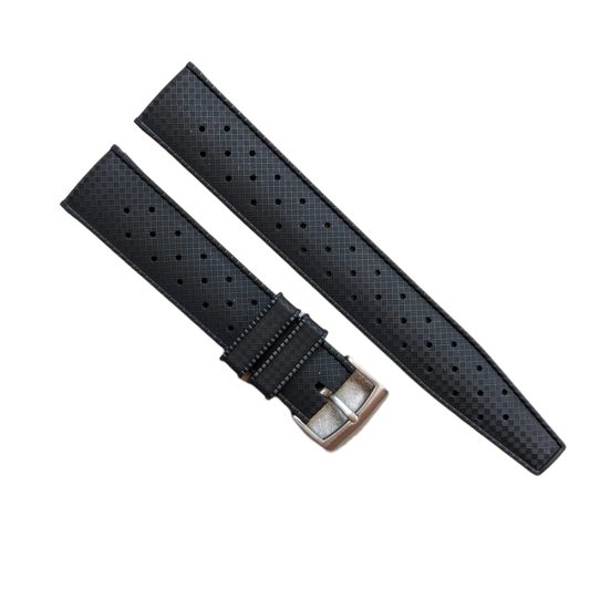 Premium-Grade Vulcanized Black Tropic Rubber Watch Strap 22mm For Seiko Divers and other Divers Waterproof