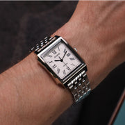 Casio Standard (Cartier Tank Type) Analogue MTP-B190D-7BV Quartz White Dial Steel Strap Men’s Watch