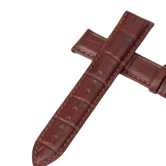 22mm Coffee/Dark Brown Maikes Croc Style Genuine Leather  Replacement watch strap