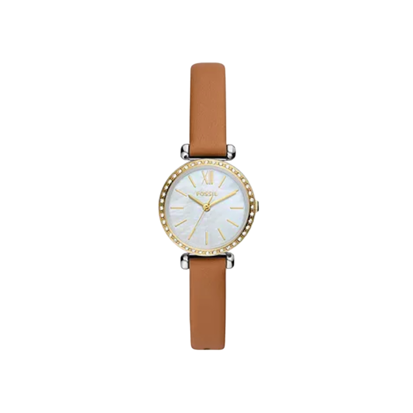 Fossil Tillie BQ3900 Mini Three-Hand Gold-Tone Leather Strap Women's Watch