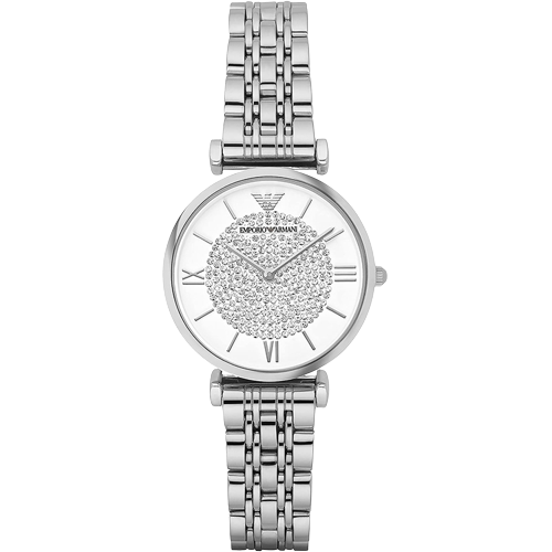 Emporio Armani AR1925 White Crystal Set Dial Stainless Steel Bracelet Women's Watch