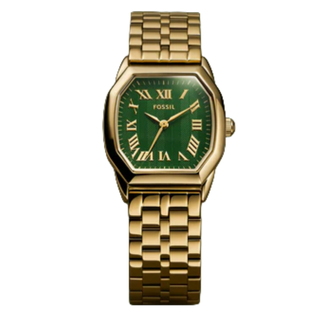 Fossil Women's Harlow (32mm) ES5451 Green Dial / Gold-Tone Stainless Steel Bracelet Women's Watch