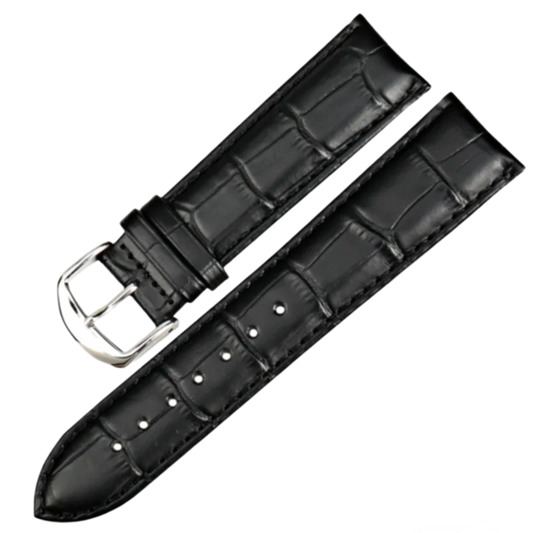 19mm Black Maikes Croc Style Genuine Leather  Replacement watch strap for Seiko SNXS79, Seiko 5 etc