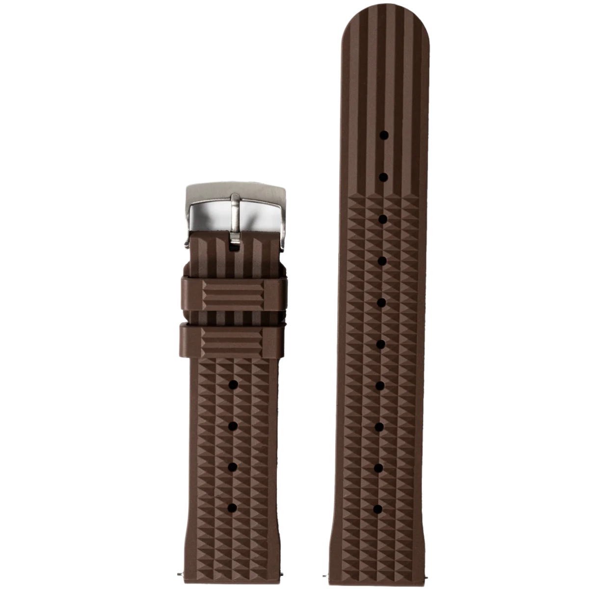 22mm Coffee Brown Premium Grade Fluoro Vulcanized Waffle Type Watch Rubber Strap Quick Release FKM Watch Band For Men’s Seiko and Other Diver’s Watch Replacement Strap