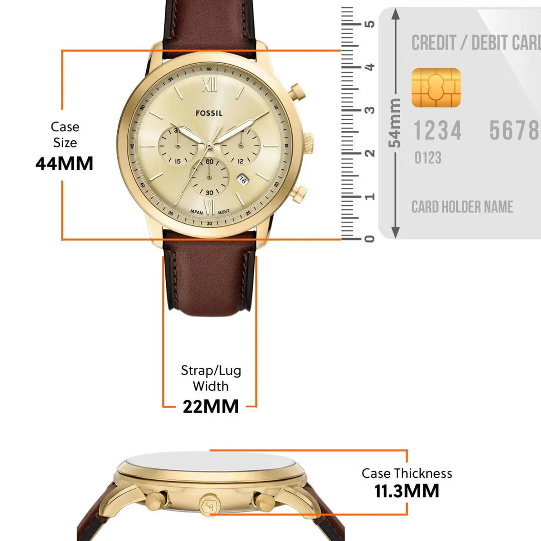 Fossil FS6113 Neutra Champagne Chronograph Dial Brown Leather Strap Men's Watch