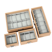 12 Slots Laminate Wood Watch Storage Box (Bamboo Colour)/Watch Box Holder/Case/Organiser with Display Glass