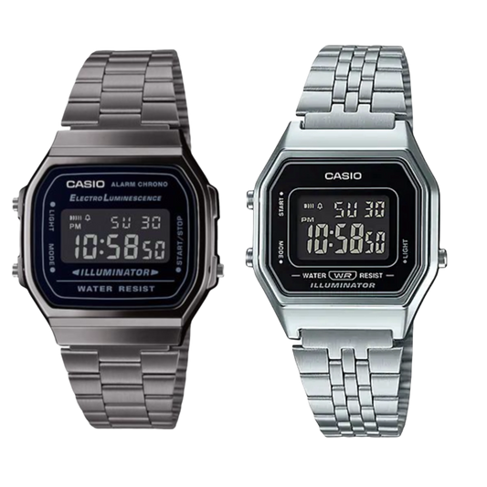 Casio Couple’s Watch  Casio (A168WGG-1BDF Vintage + Casio LA680WA-1B Vintage Watch)