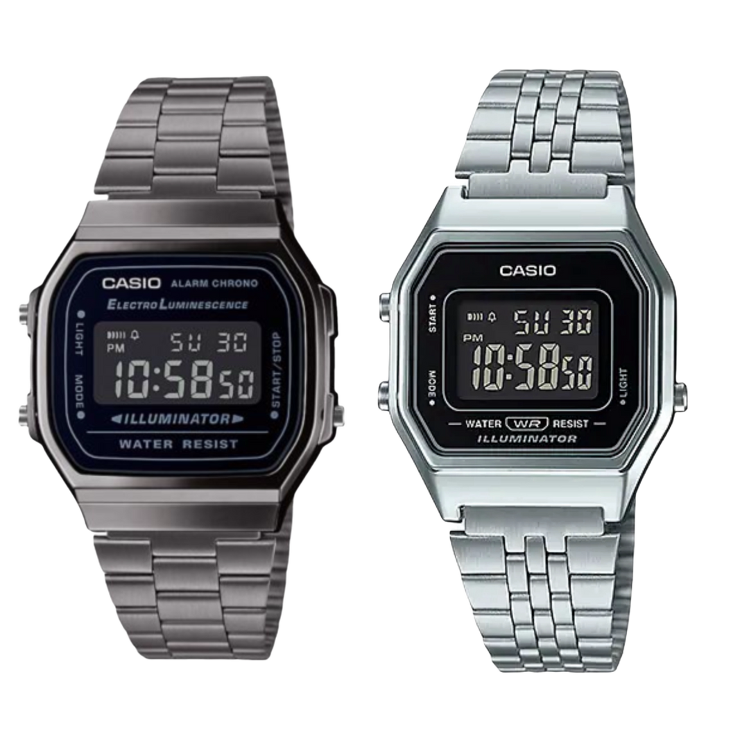 Casio Couple’s Watch  Casio (A168WGG-1BDF Vintage + Casio LA680WA-1B Vintage Watch)