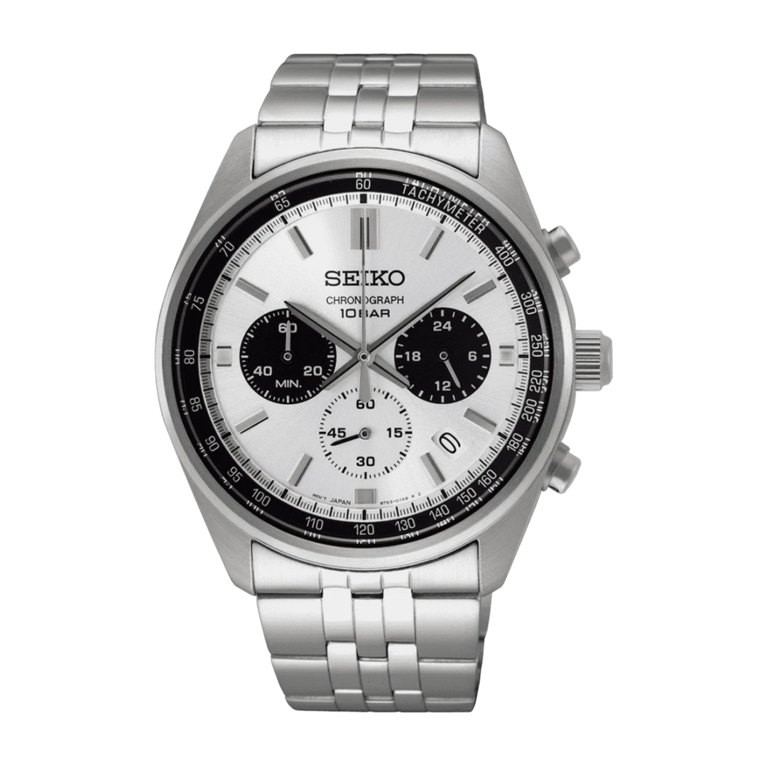 Seiko Discover More SSB425P1 Tachymeter Sport Silver Dial Stainless Steel Men's Watch