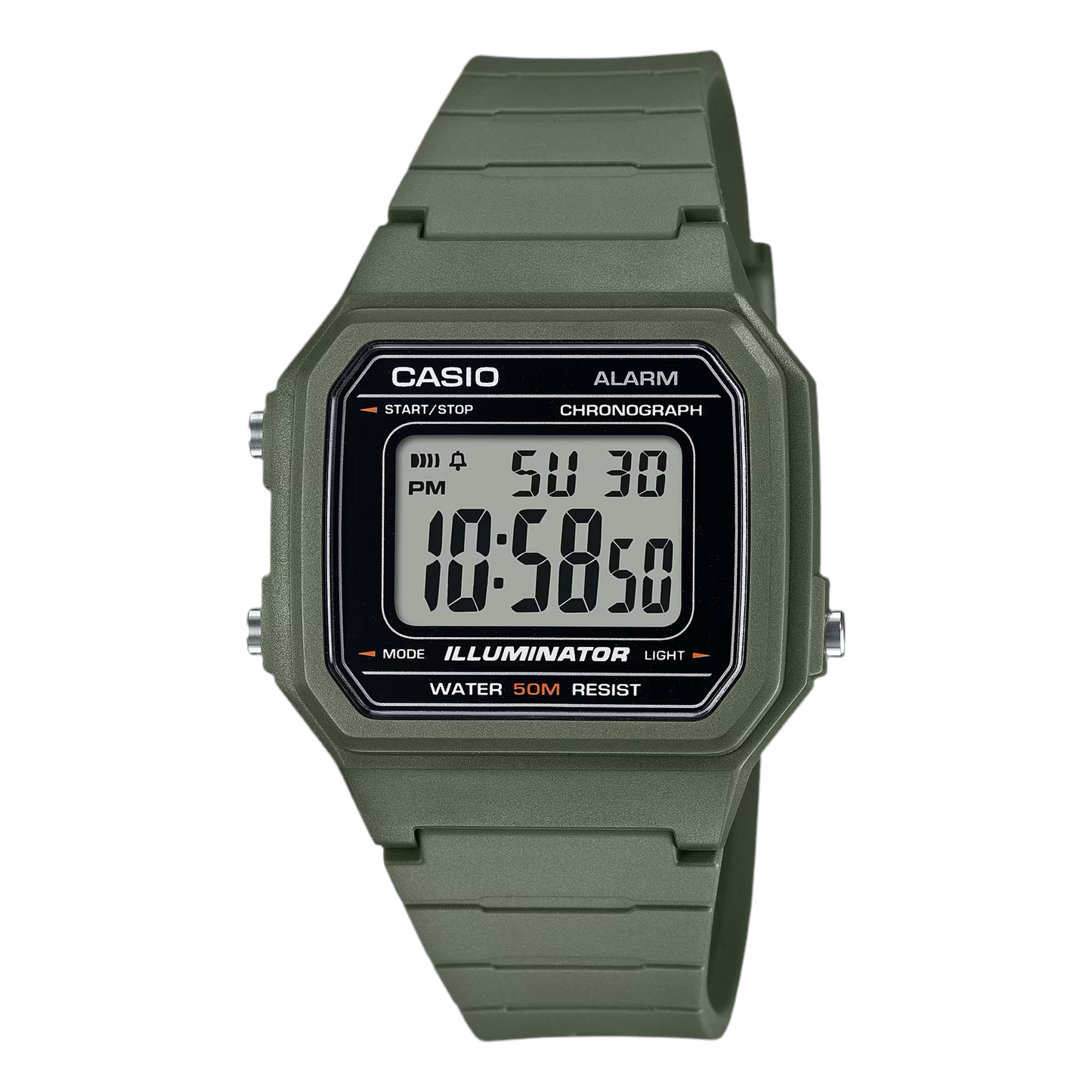 Casio Youth Digital Green Resin Strap Quartz W-217H-3AV Men's Watch