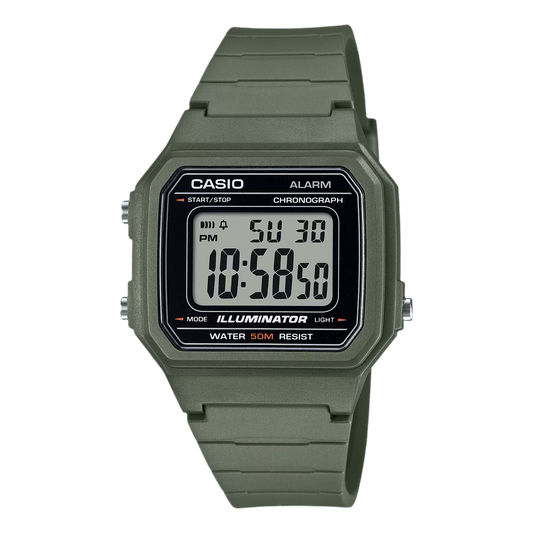 Casio Youth Digital Green Resin Strap Quartz W-217H-3AV Men's Watch