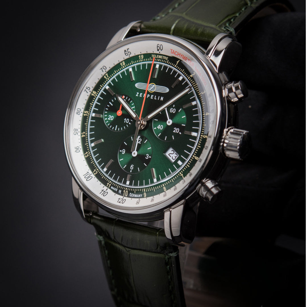 Zeppelin LZ 14 Marine Quartz Chronograph (42mm) Dark Green Dial / Dark Green Leather Strap
Men's Watch