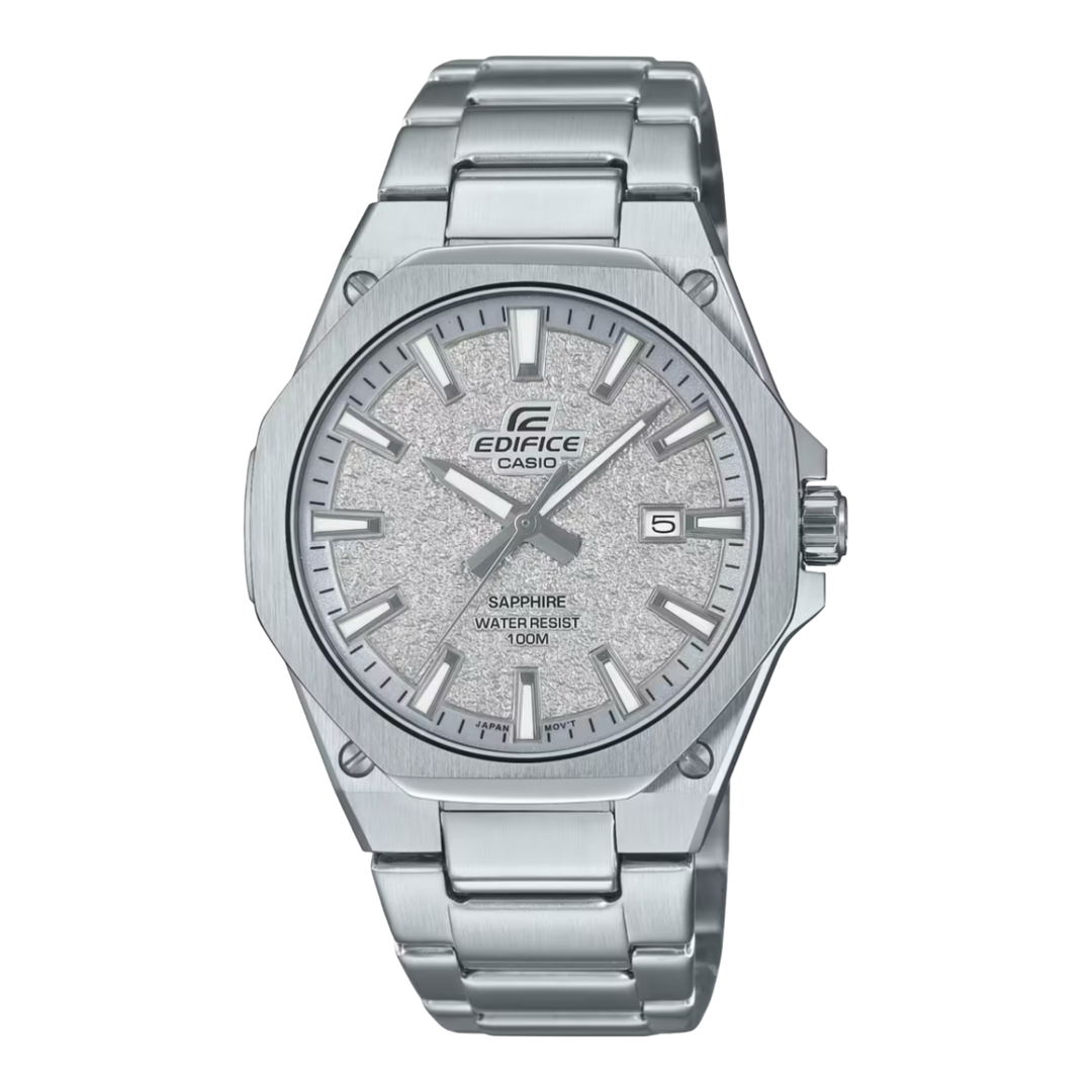 Casio Edifice EFR-S108DE-8AV Slim (39.9mm) Textured Light Grey Dial / Stainless Steel  Sapphire Crystal Men's Watch