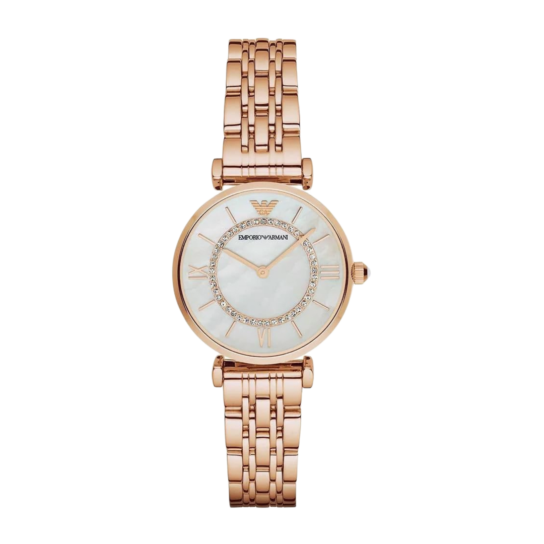 Emporio Armani AR1909 Mother of Pearl Dial Rose Gold Stainless Steel Bracelet Women's Watch