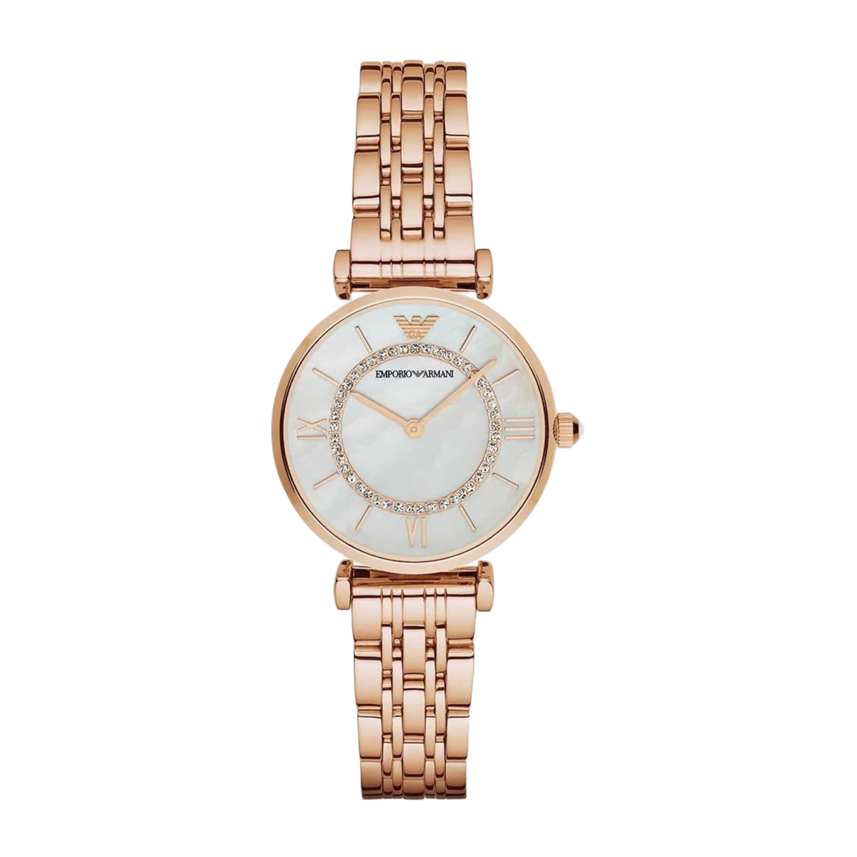 Emporio Armani AR1909 Mother of Pearl Dial Rose Gold Stainless Steel B ...