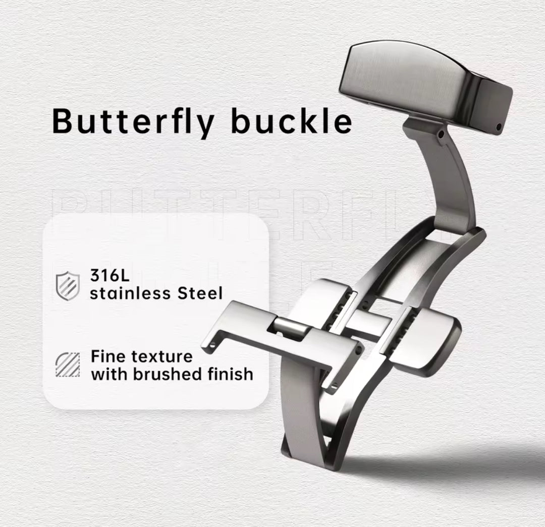 Maikes 16mm, 18mm, 20mm and 22mm | 316L Stainless Steel Butterfly Leather Strap Buckle