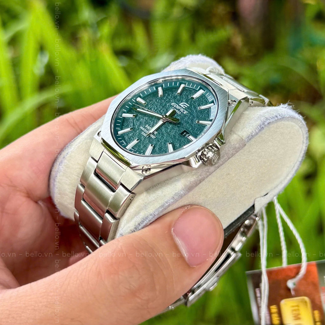 Casio Edifice EFR-S108DE-3AV Slim (39.9mm) Textured Green Dial / Stainless Steel  Sapphire Crystal Men's Watch