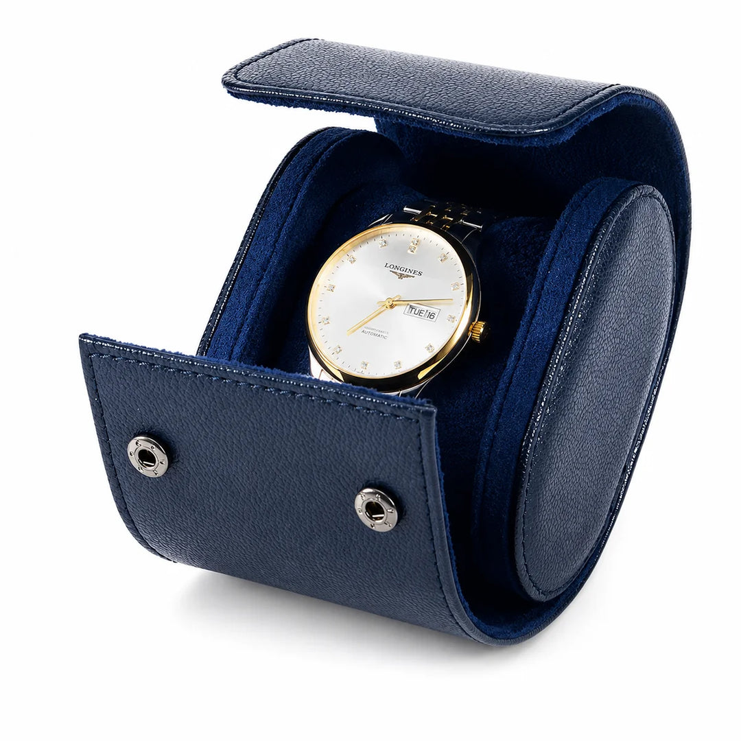 1 Slot Navy Blue Luxury Watch Box/ Roll Travel Case Chic Portable Vintage Leather
