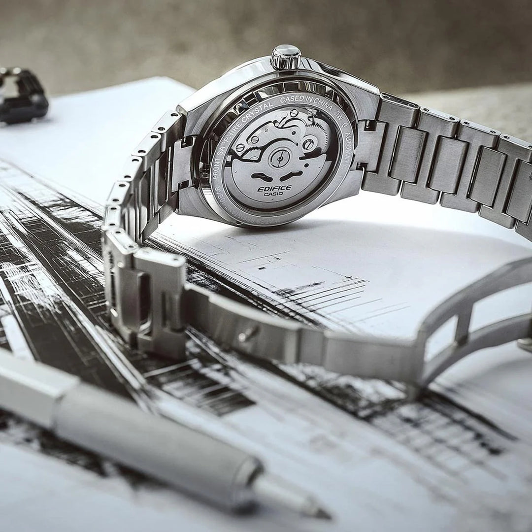 Casio Edifice EFK-100 Series EFK-100CD-1ADR Mechanical (39mm) Forged Carbon Dial / Stainless Steel Bracelet Mens Watch