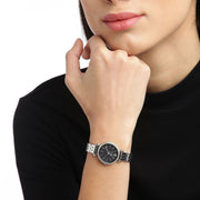 Fossil Tillie BQ3501 Mini Three-Hand Silver-Tone Stainless Steel Black Dial Women's Watch