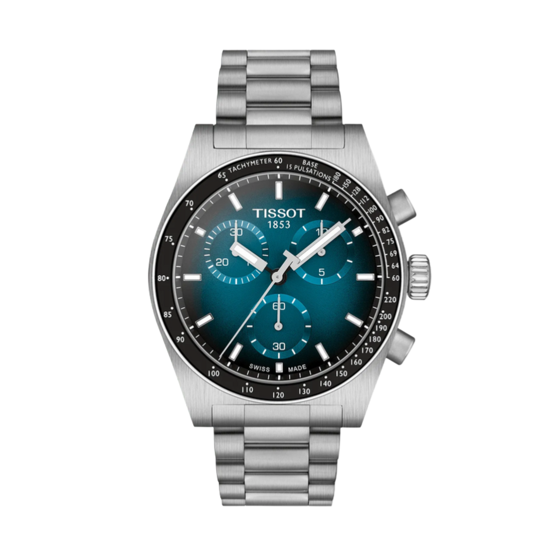Tissot PR516 Quartz Chronograph (40mm) Blue Gradient Dial / Stainless Steel Bracelet Men's Watch