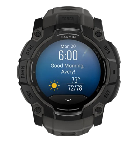 Garmin 010-03020-00  Instinct 3 AMOLED Outdoor GPS Smartwatch 50mm Black with Charcoal Band Men's & Women's Watch