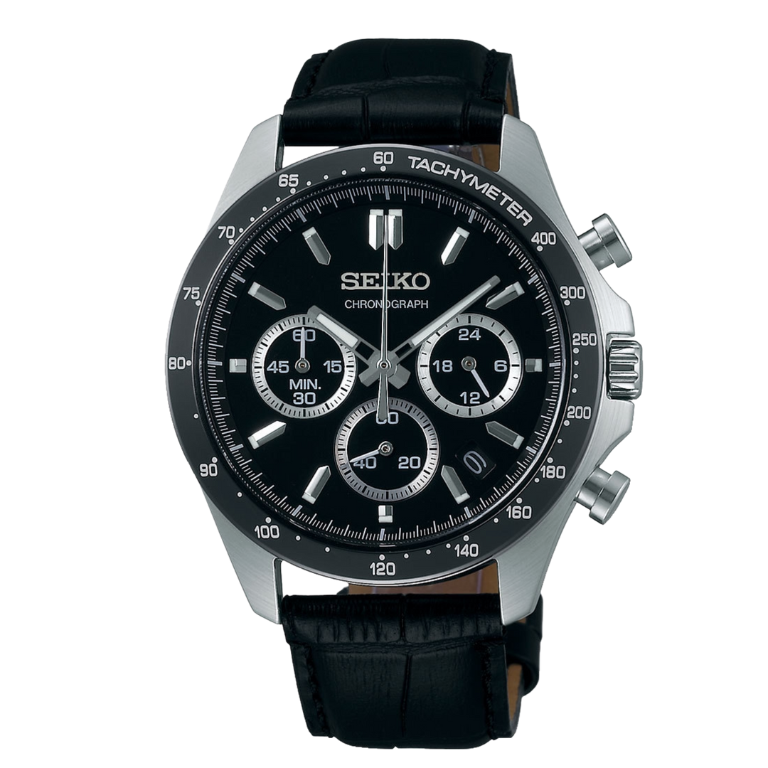 Seiko Spirit Chronograph SBTR021 JDM Quartz Analog Black Strap Men's Watch