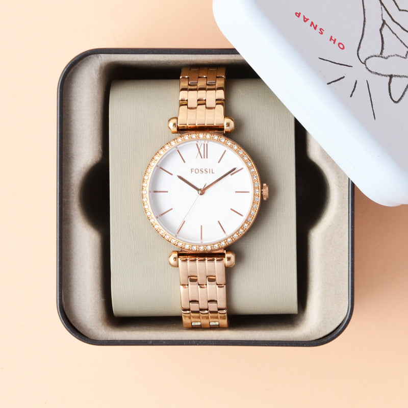 Fossil Tillie BQ3497 Three-Hand Rose Gold-Tone Stainless Steel Women's Watch