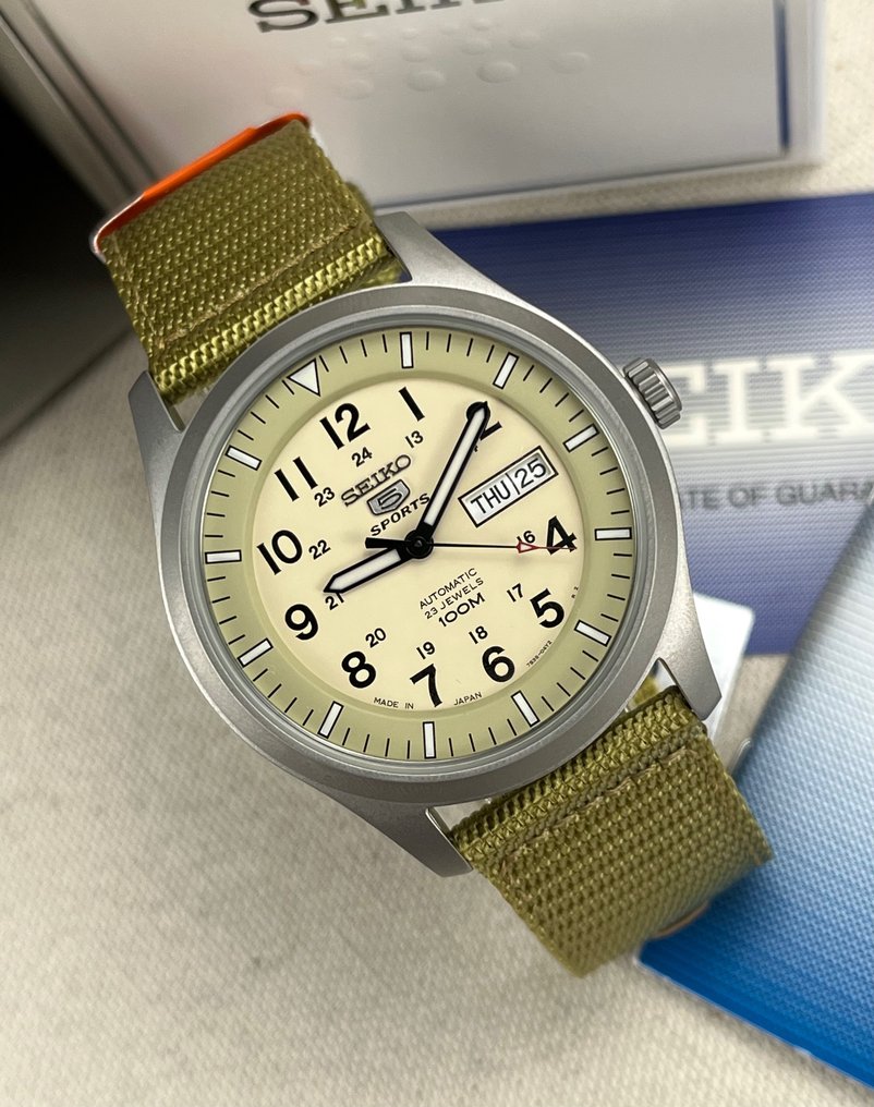 Seiko 5 Sports Military SNZG07J1 Nylon Strap Japan Made Automatic Men mzwatcheslk