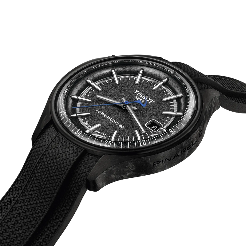 Tissot T1624089706100 Pinarello Powermatic 80 Special Edition (43mm) Black Dial Black Rubber Strap  Men's Watch