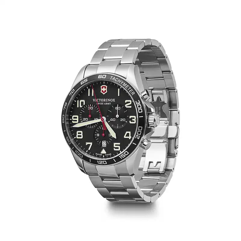 Victorinox Swiss Army 241855 Fieldforce Chronograph Stainless Steel Bracelet Black Dial Men's Watch - mzwatcheslk srilanka