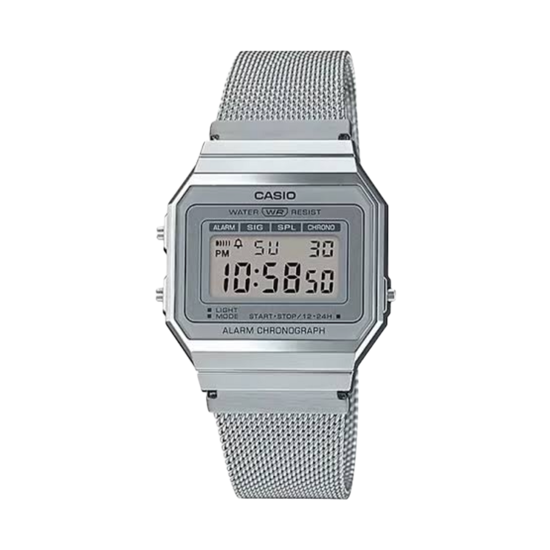 Casio A700WM-7A Vintage Retro Alarm Chronograph Stainless Steel Bracelet Men & Women Watches