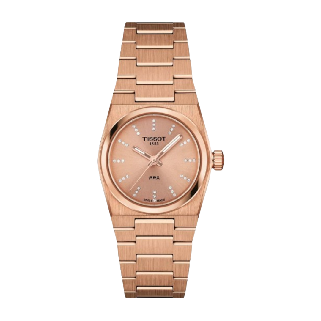 Tissot T1370103350600 ‘New’ PRX 25mm Rose Gold Dial  with Wesselton VS-VI diamonds Rose Gold PVD Stainless Steel Bracelet Women's Watch