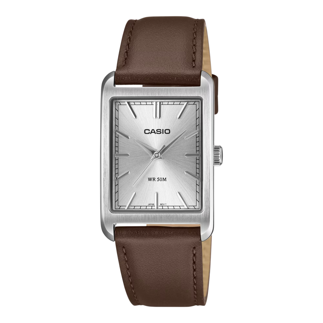 Casio Standard MTP-B215L-7AV Analogue Quartz Silver Dial Leather Strap Men’s Watch