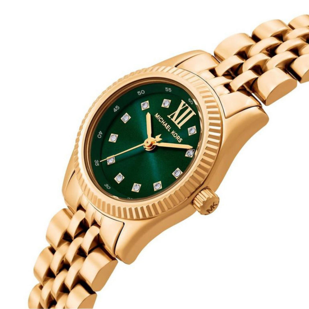 Michael Kors MK4842 Lexington Pavé (26mm) Green Dial / Gold Tone Stainless Steel Bracelet Women's Watch