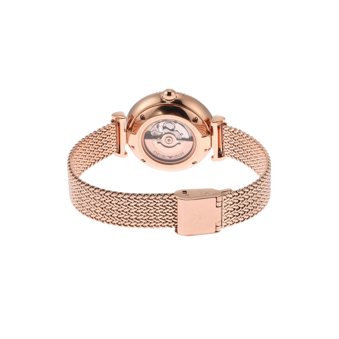 Emporio Armani AR60063 Automatic White Dial Rose Gold Stainless Steel Mesh Bracelet Women's Watch