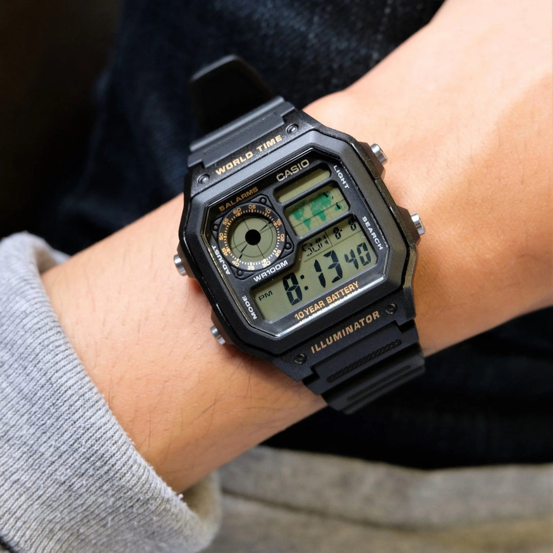Casio AE-1200WH-1BVDF World Time Alarm Digital Men’s Resin Watch