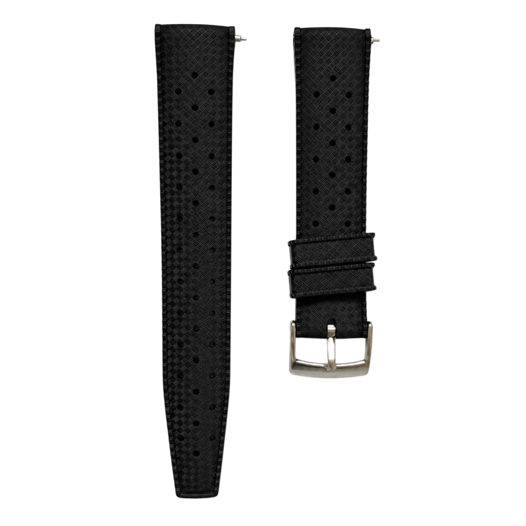 20mm Black Premium-Grade Vulcanized Tropic Rubber Watch Strap For Seiko Divers and other Divers Waterproof