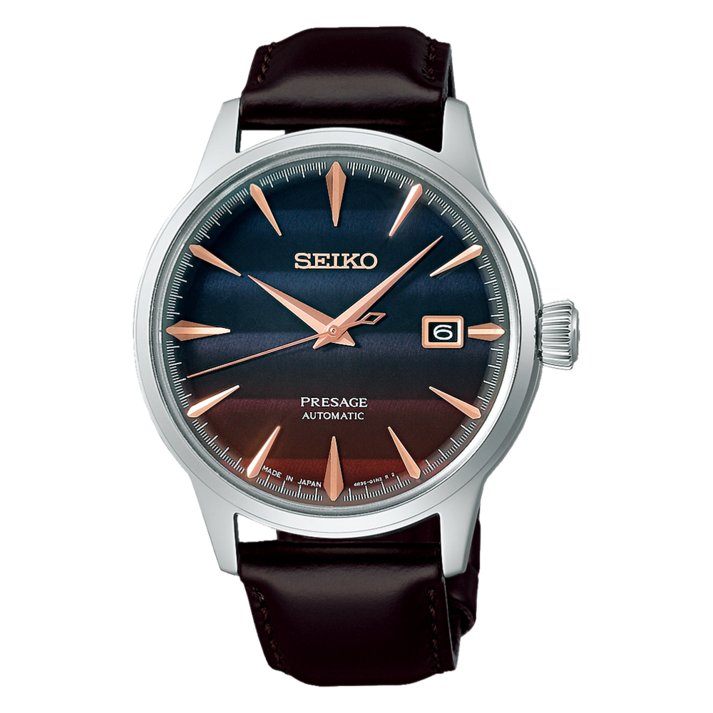 Seiko Presage Star Bar ‘Purple Sunset’ Cocktail Time Limited (9000 pieces Worldwide) Edition (40.5mm) Purple Dial / Brown Leather  SRPK75J1 Men's Watch