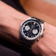 Seiko Discover More SSB427P1 Tachymeter Sport Blue Dial Stainless Steel Men's Watch