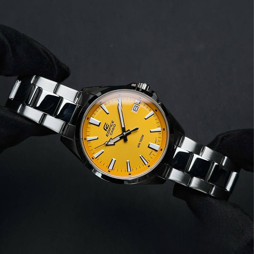 Casio Edifice ‘Europe Exclusive’ EFV-100D-9AVUEF (42mm) Yellow Dial / Stainless Steel Bracelet Mens Watch