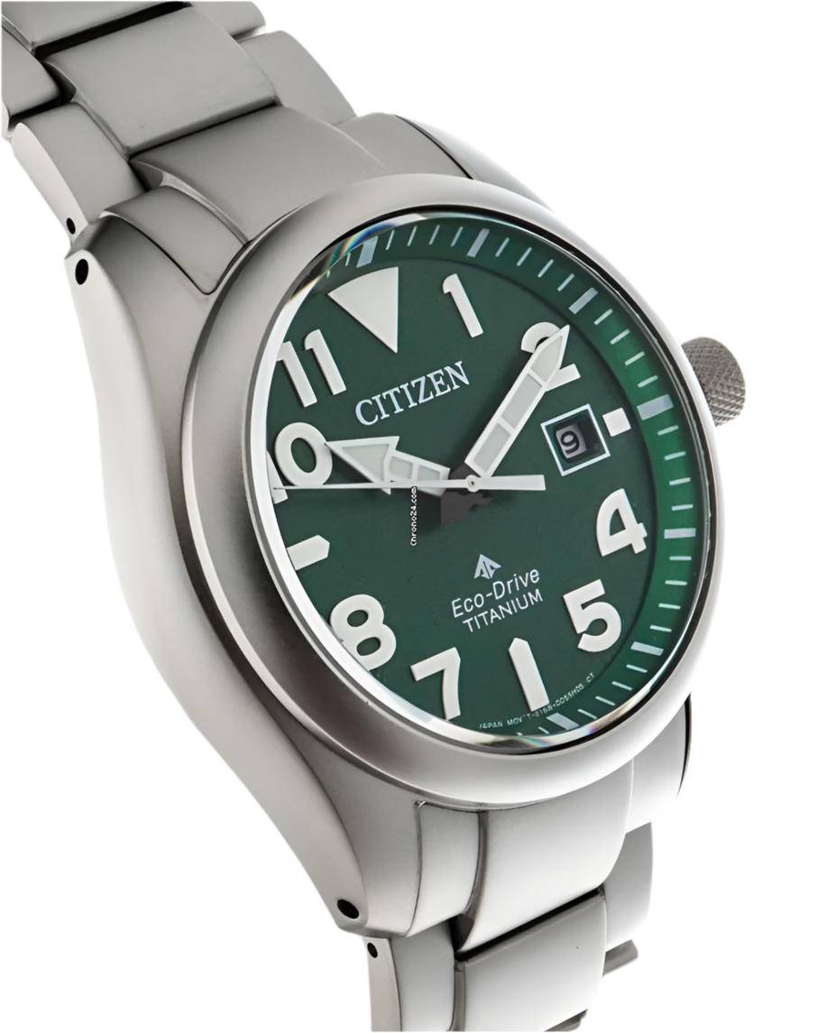 Citizen  BN0241-59W Promaster Tough Eco Drive 41mm Green Dial Super Titanium Bracelet Men’s Watch