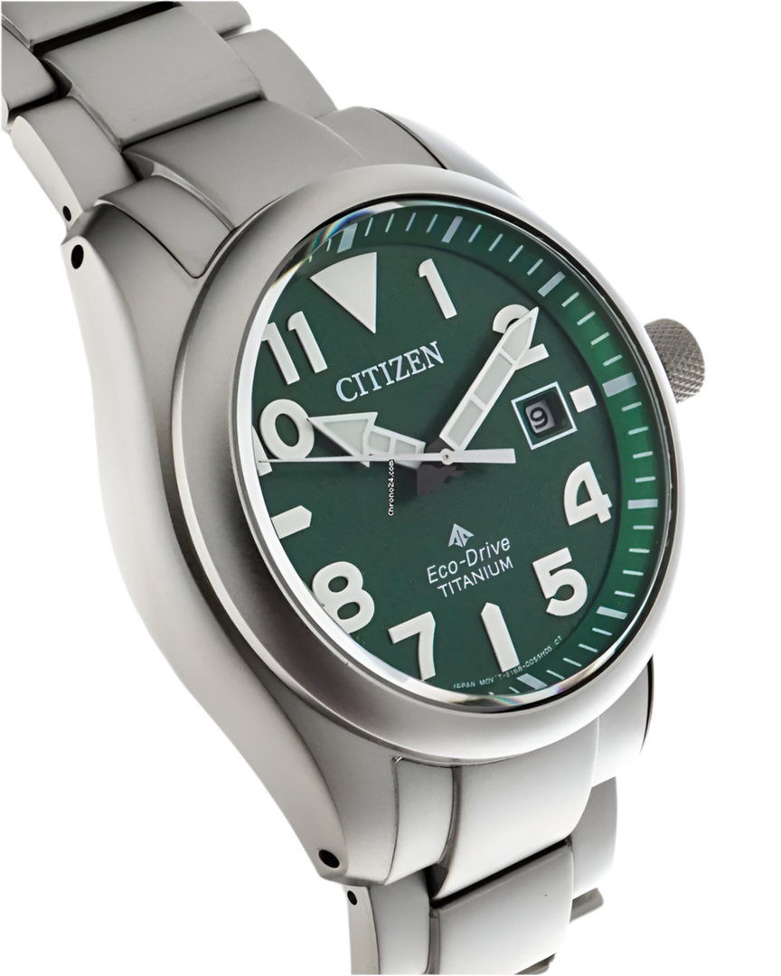 Citizen  BN0241-59W Promaster Tough Eco Drive 41mm Green Dial Super Titanium Bracelet Men’s Watch