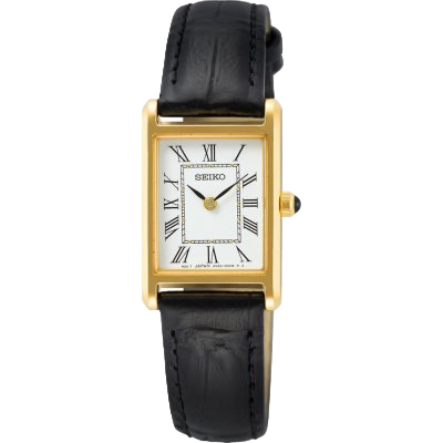 Seiko Essentials SWR054P1 Analog Gold Case Women's Leather Strap Watch