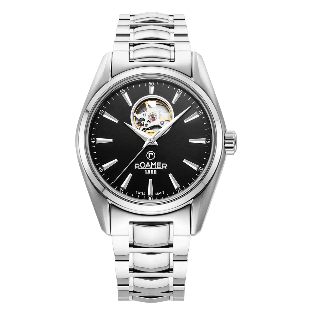 Roamer Searock Master 984985 41 85 20 Automatic Black Dial Stainless Steel Bracelet Men's Watch